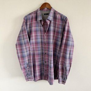 Vince Plaid Button Down Shirt Top XL 100% Cotton